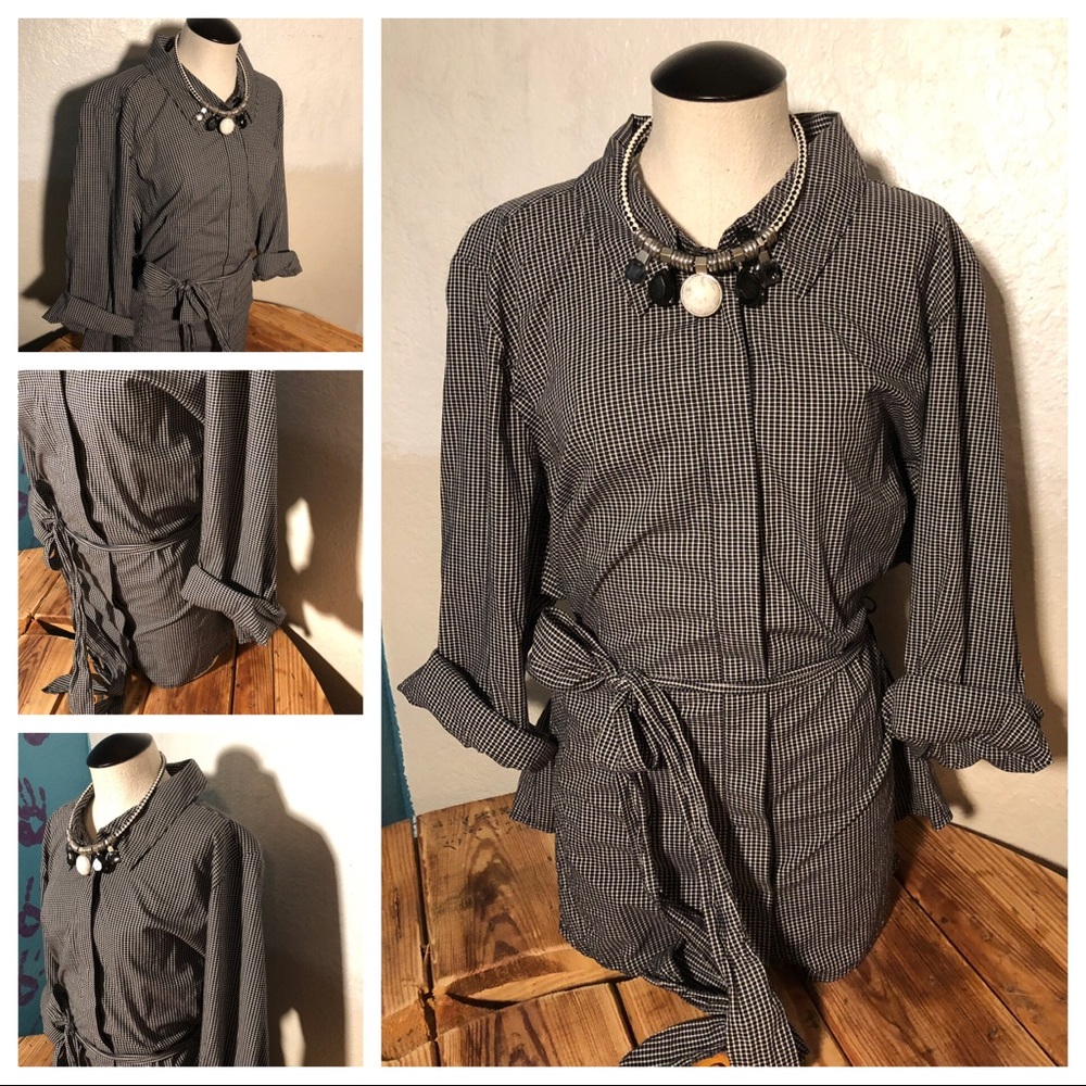 Lane Bryant black & white dress shirt button front